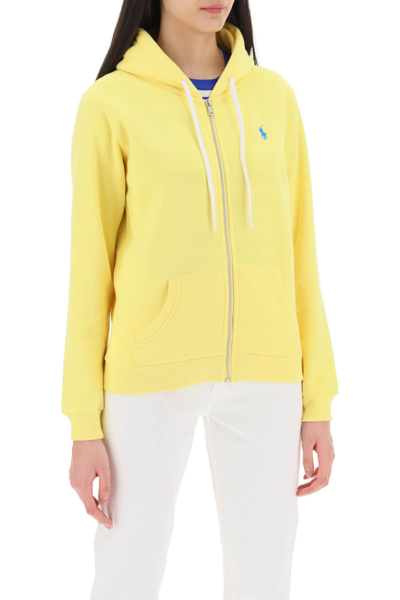 Shop Polo Ralph Lauren Full Zip Hoodie In Coastal Yellow (yellow)