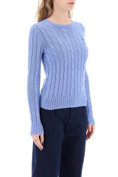 Shop Polo Ralph Lauren Cable Knit Cotton Sweater In New Litchfield Blue (light Blue)
