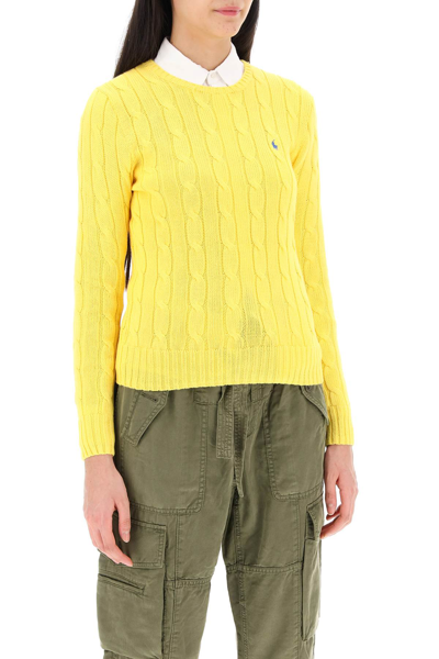 Shop Polo Ralph Lauren Cable Knit Cotton Sweater In Trainer Yellow (yellow)