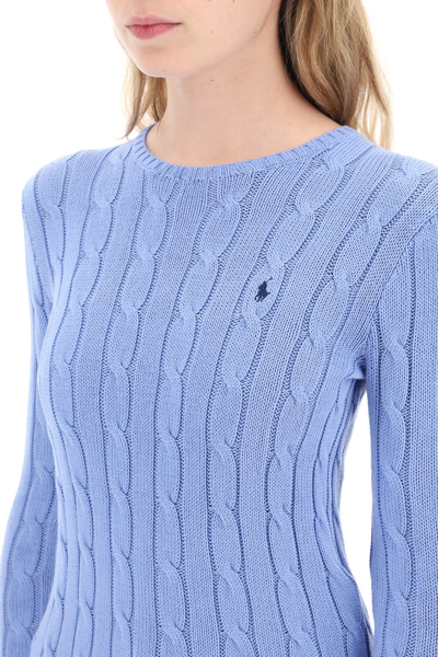 Shop Polo Ralph Lauren Cable Knit Cotton Sweater In New Litchfield Blue (light Blue)