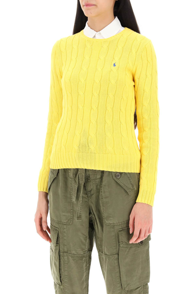 Shop Polo Ralph Lauren Cable Knit Cotton Sweater In Trainer Yellow (yellow)