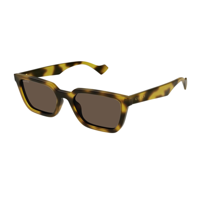 Shop Gucci Gg1539s Linea Lettering Sunglasses In Giallo
