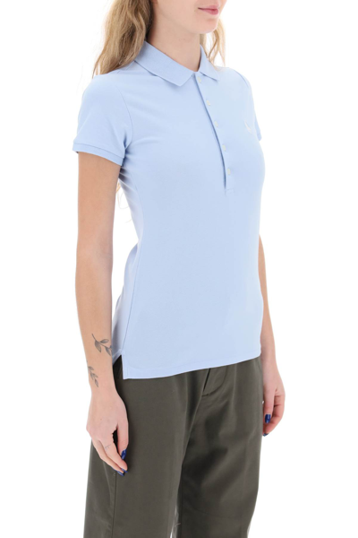 Shop Polo Ralph Lauren Slim Fit Five Button Polo Shirt In Office Blue C1750 (light Blue)