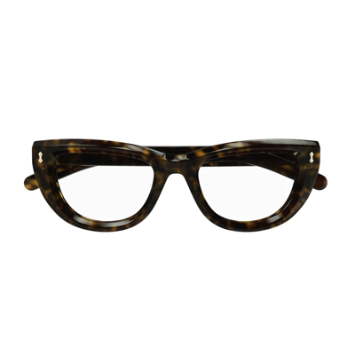 Shop Gucci Gg1521o Linea Rivets 002 Glasses In Marrone