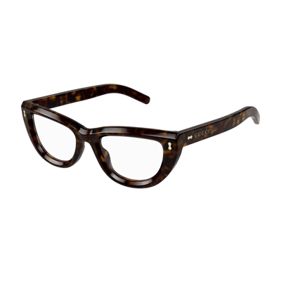 Shop Gucci Gg1521o Linea Rivets 002 Glasses In Marrone