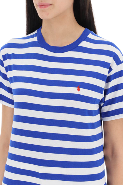 Shop Polo Ralph Lauren Striped Crewneck T-shirt In Sapphire Star White (white)