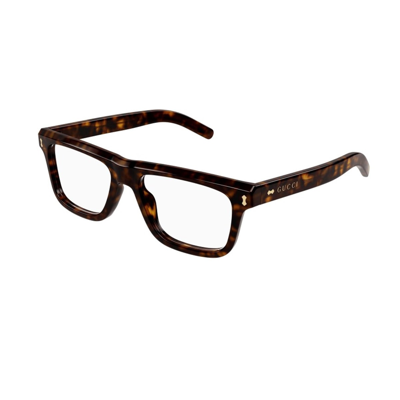 Shop Gucci Gg1525o Linea Rivets 002 Glasses In Marrone