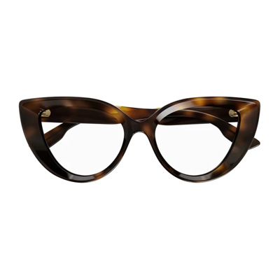 Shop Gucci Gg1530o Linea Rivets 002 Glasses In Marrone