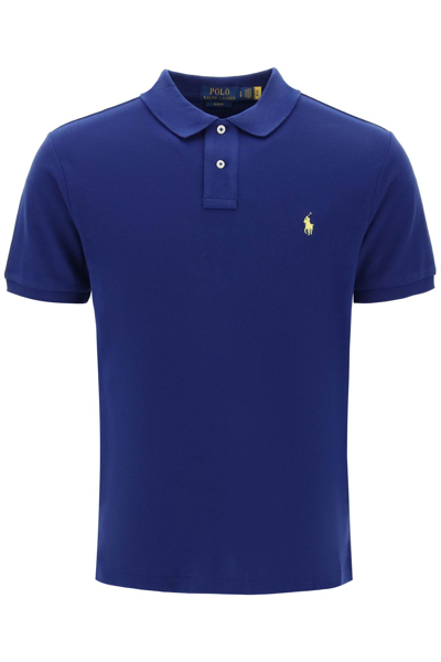 Shop Polo Ralph Lauren Pique Cotton Polo Shirt In Fall Royal C1229 (blue)