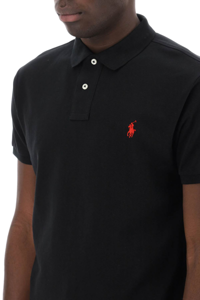 Shop Polo Ralph Lauren Pique Cotton Polo Shirt In Polo Black C3870 (black)