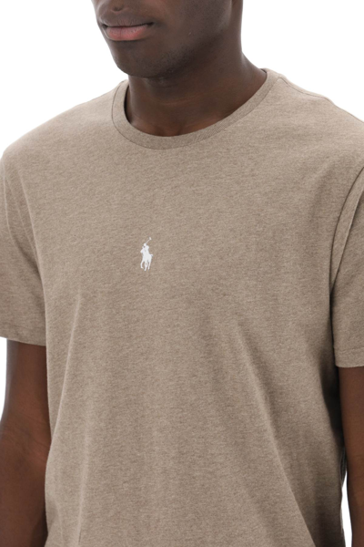 Shop Polo Ralph Lauren Custom Slim Fit Crew-neck T-shirt In Dark Taupe Heather (khaki)