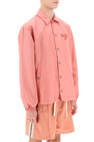 Shop Palm Angels Pa City Coach Jacket In Pink Red (pink)