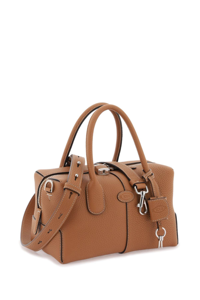 Shop Tod's Grained Leather Bowling Bag In Kenia Scuro (brown)