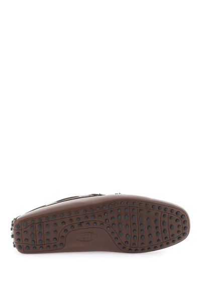 Shop Tod's City Gommino Loafers In Marrone Africa (brown)