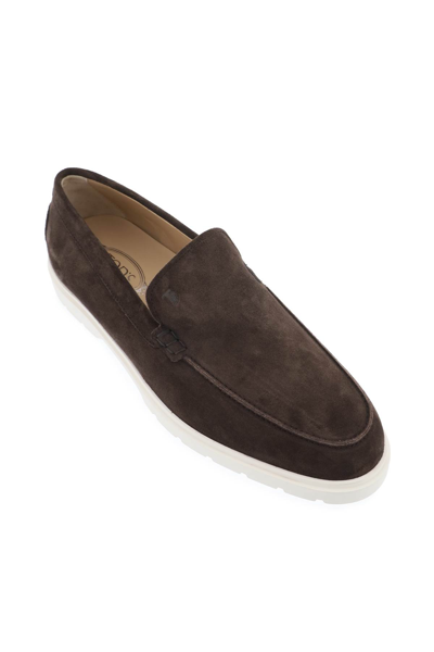 Shop Tod's Suede Loafers In Testa Moro (brown)