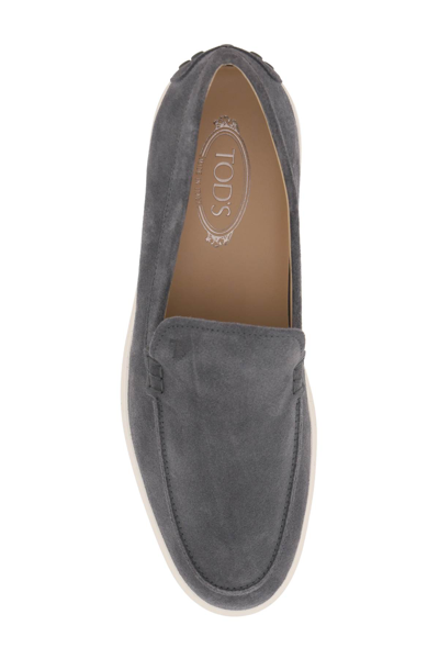 Shop Tod's Suede Loafers In Ombra (grey)