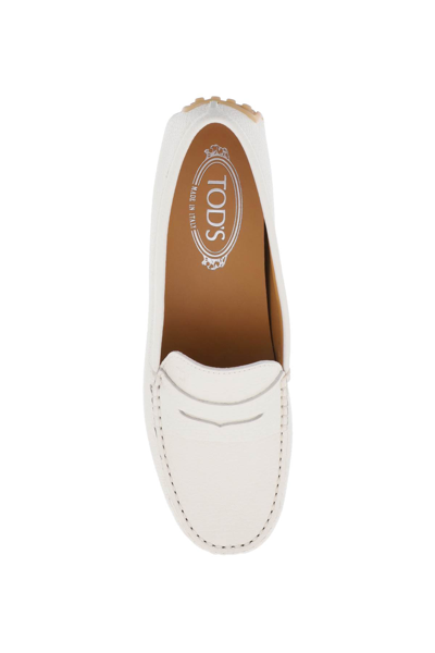 Shop Tod's City Gommino Leather Loafers In Mousse (white)
