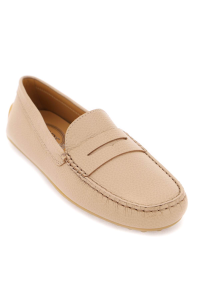 Shop Tod's City Gommino Leather Loafers In Rosa Granito