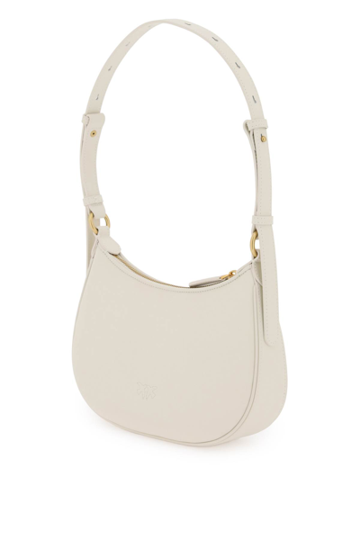 Shop Pinko Half Moon Shoulder Bag In Bianco Seta Antique Gold (white)