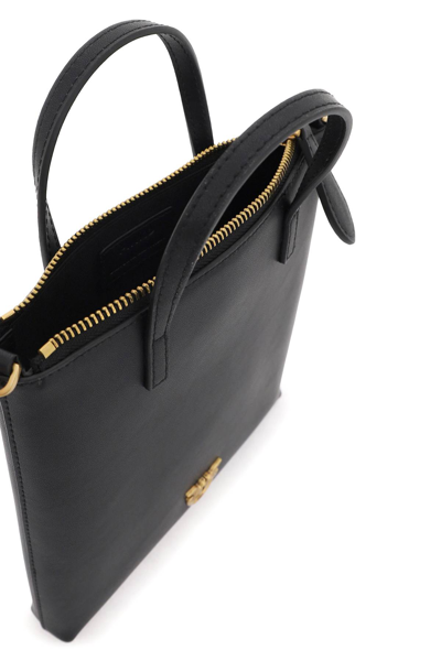 Shop Pinko Leather Mini Tote Bag In Nero Antique Gold (black)