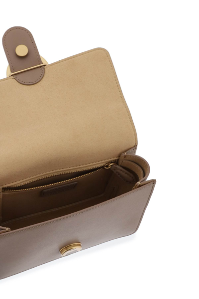 Shop Pinko Love One Top Handle Mini Light Bag In Biscotto Zenzero Antique Gold (brown)