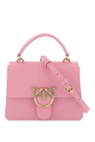 Shop Pinko Love One Top Handle Mini Light Bag In Rosa Marino Antique Gold (pink)