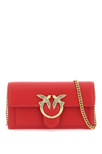 Shop Pinko Love Bag Simply Crossbody Bag In Rosso Antique Gold (red)