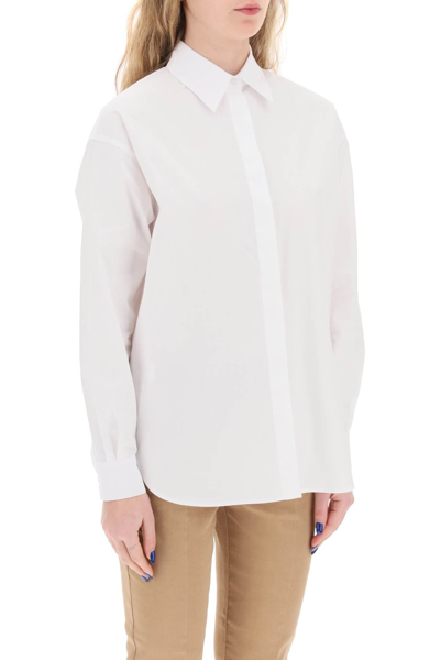 Shop Pinko Cotton Popeline Shirt In Bianco Brillante (white)