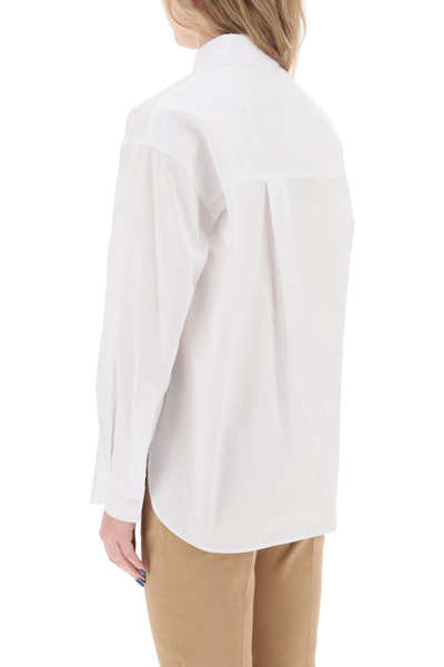 Shop Pinko Cotton Popeline Shirt In Bianco Brillante (white)