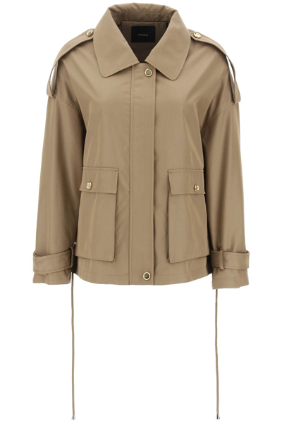 Shop Pinko Polidora Blouson Jacket In Gabardine In Grigio Piombo (khaki)