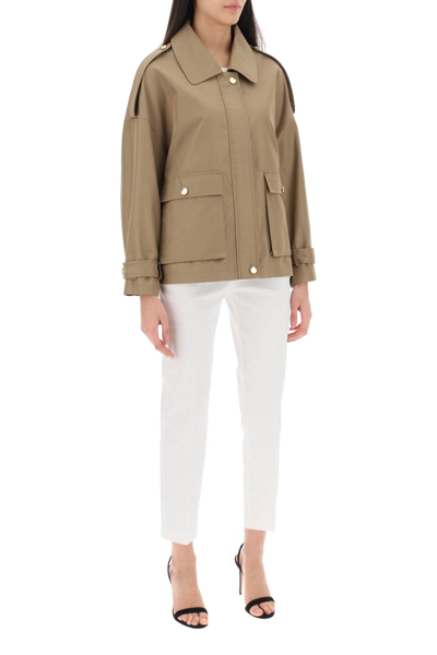 Shop Pinko Polidora Blouson Jacket In Gabardine In Grigio Piombo (khaki)