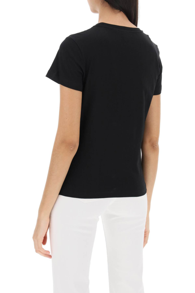 Shop Pinko Embroidered Effect Logo T-shirt In Nero Limousine (black)