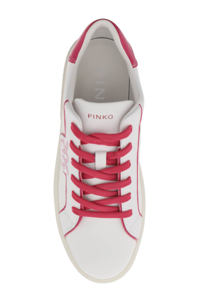 Shop Pinko Leather Sneakers In White Pink  (white)