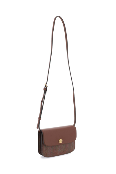 Shop Etro Essential Small Crossbody Bag In Marrone Scuro 2 (brown)