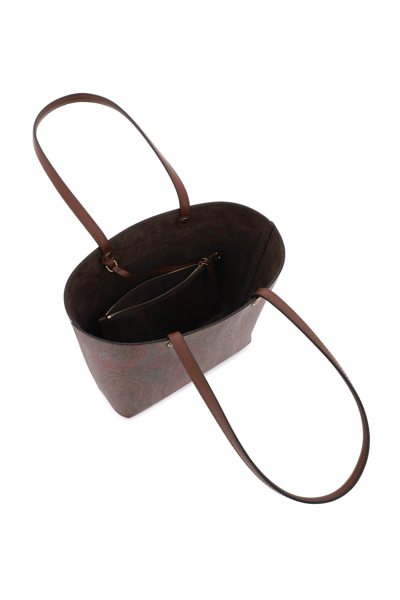 Shop Etro Essential Small Tote Bag In Marrone Scuro 2 (brown)