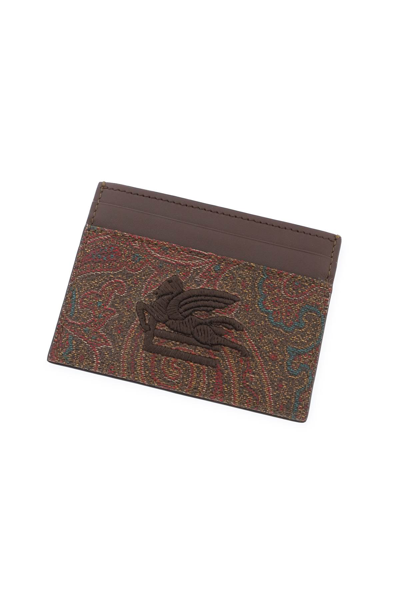 Shop Etro Paisley Card Holder In Marrone 2 (brown)