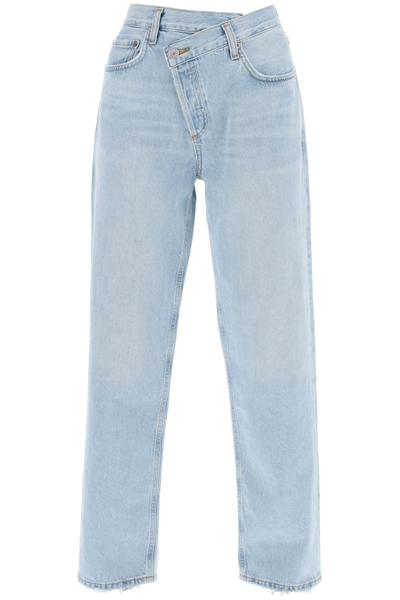 Shop Agolde Criss Cross Jeans In Wired (light Blue)