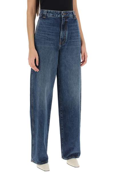 Shop Khaite Bacall Wide Leg Jeans In Archer (blue)