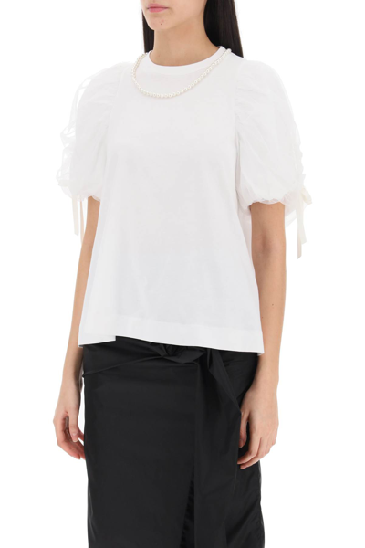 Shop Simone Rocha Puff Sleeves T-shirt In White Pearl (white)