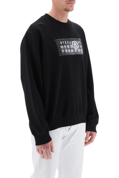 Shop Mm6 Maison Margiela Sweatshirt With Numeric Logo Print In Black (black)