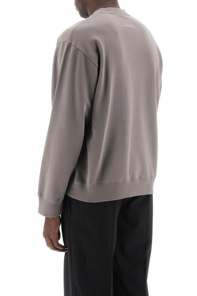 Shop Mm6 Maison Margiela Sweatshirt With Numeric Logo Print In Taupe (grey)