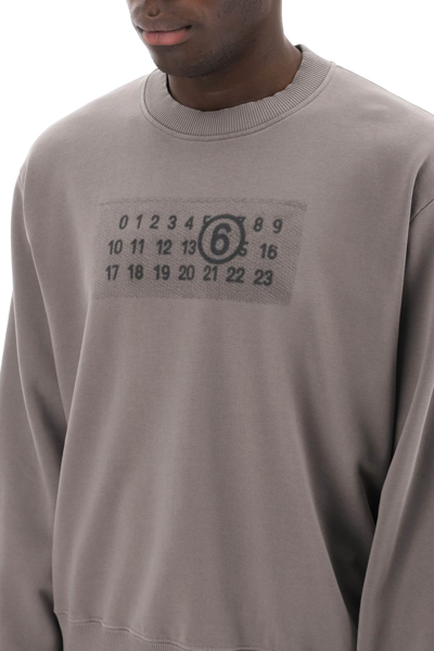 Shop Mm6 Maison Margiela Sweatshirt With Numeric Logo Print In Taupe (grey)