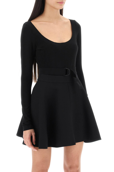 Shop Norma Kamali Belted Long-sleeved Bodysuit In Black (black)
