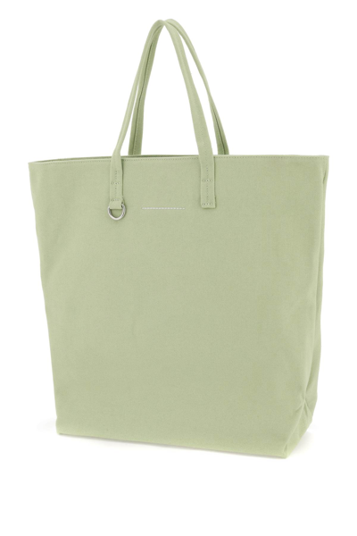 Shop Mm6 Maison Margiela Canvas Tote Bag In Aloe Wash (green)