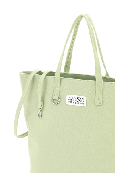 Shop Mm6 Maison Margiela Canvas Tote Bag In Aloe Wash (green)
