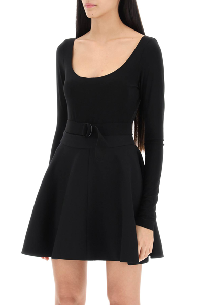 Shop Norma Kamali Belted Long-sleeved Bodysuit In Black (black)