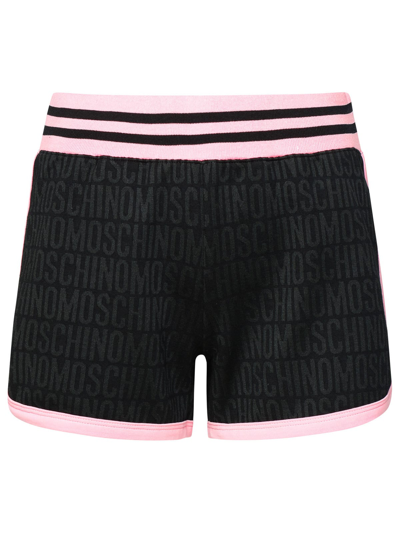 Shop Moschino Black Cotton Blend Shorts