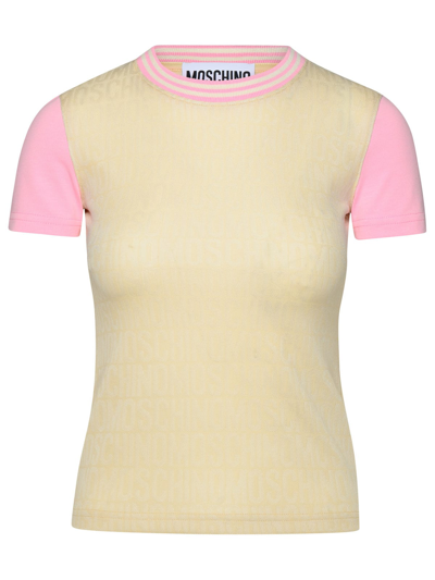 Shop Moschino Multicolor Cotton Blend T-shirt In Avorio