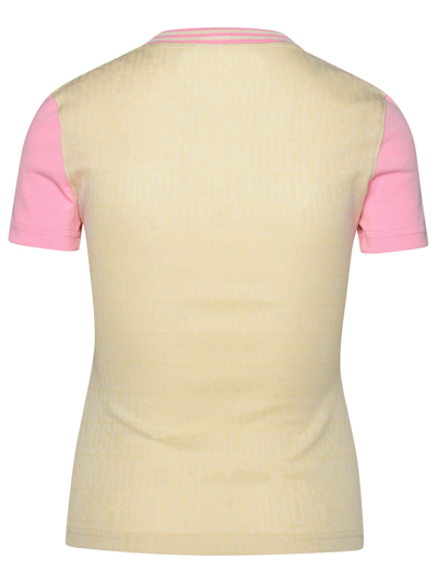 Shop Moschino Multicolor Cotton Blend T-shirt In Avorio