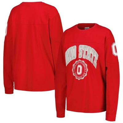 Shop Pressbox Scarlet Ohio State Buckeyes Edith Long Sleeve T-shirt